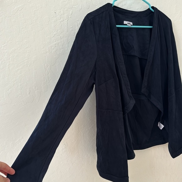 J.Jill Faux Suede Open Draped Cardigan Jacket Navy Blue Large - Picture 4 of 9
